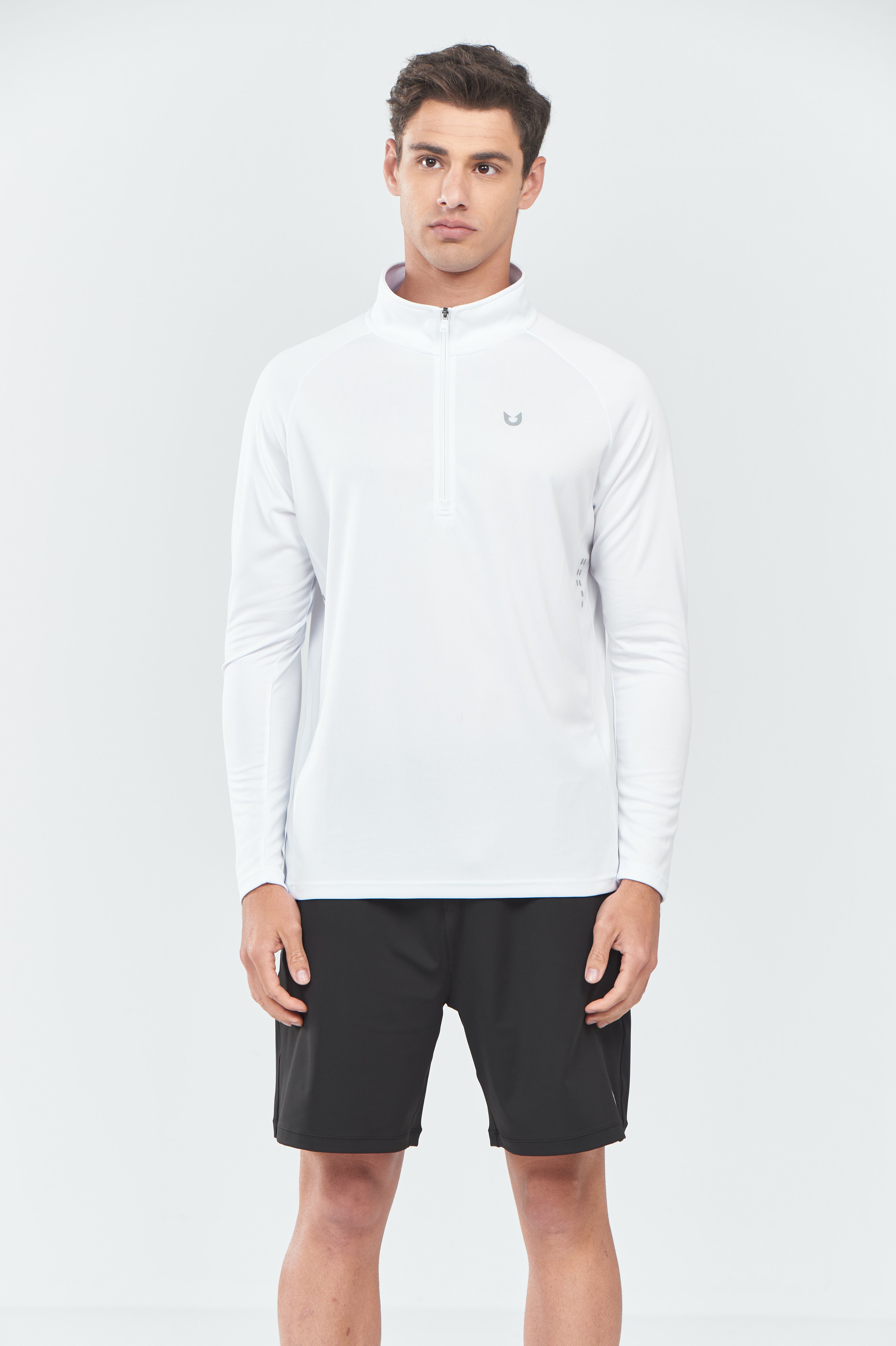 Men's White Quarter 1/4 Zip Sweatshirt Pullover lightweight Athletic Shirts Front