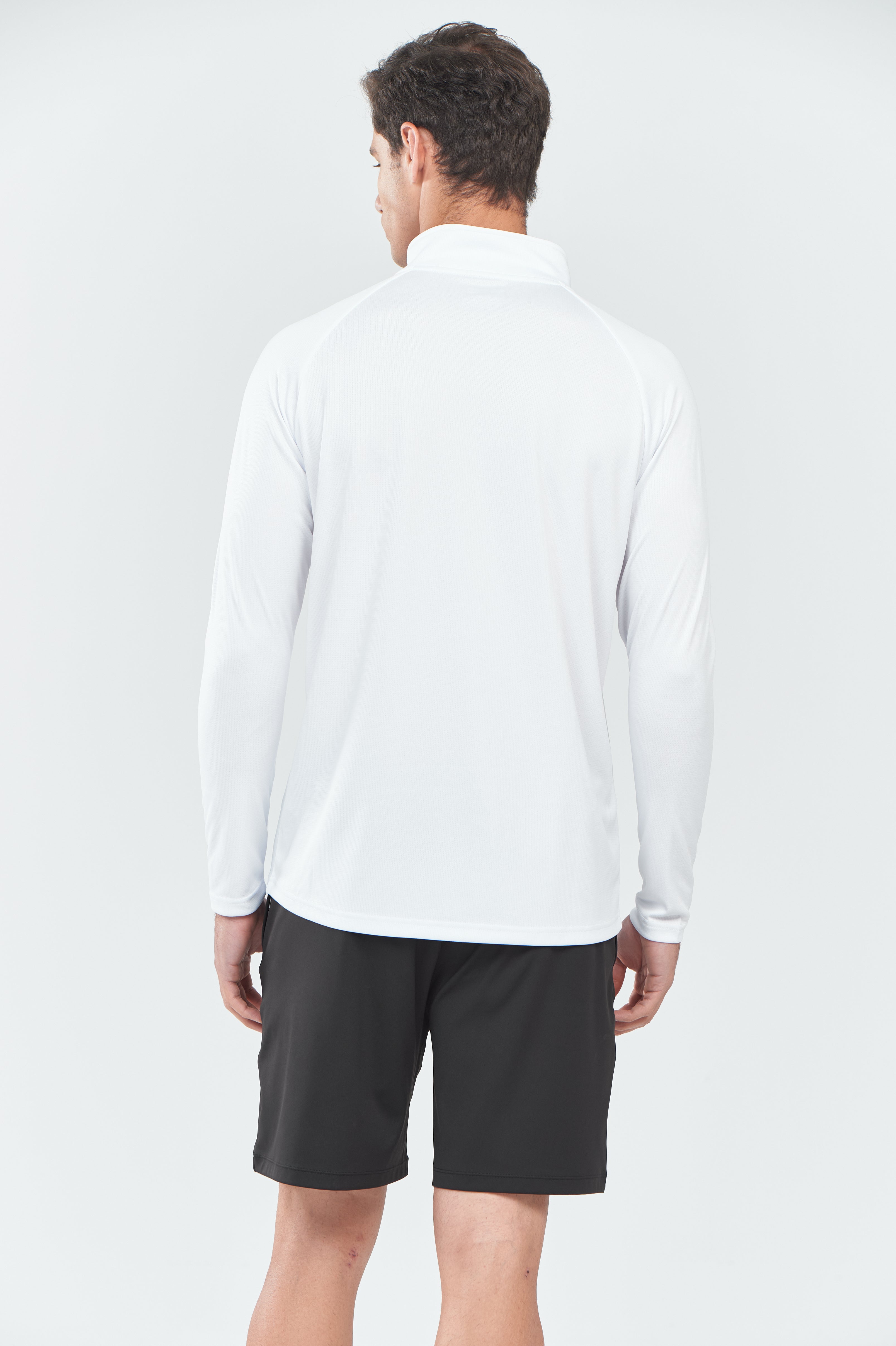 Men's White Quarter 1/4 Zip Sweatshirt Pullover lightweight Athletic Shirts Back