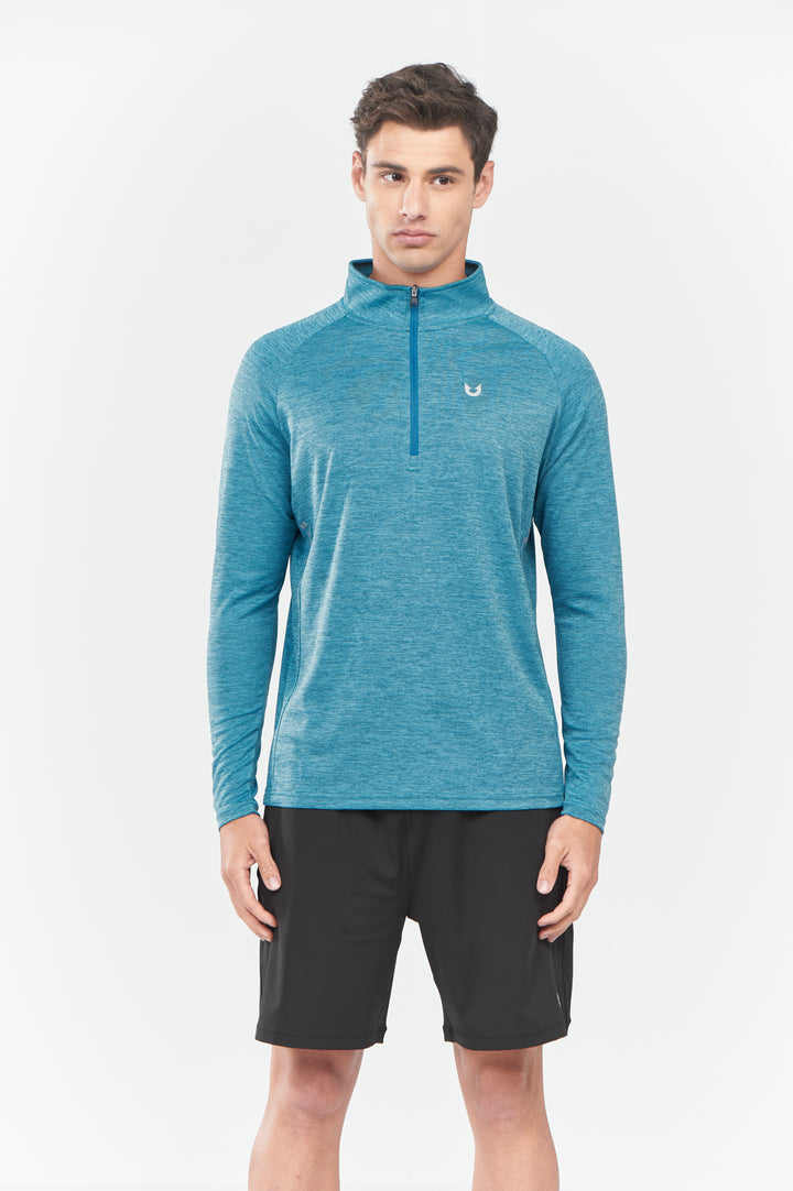 Men's Coral Heather Quarter 1/4 Zip Sweatshirt Pullover lightweight Athletic Shirts