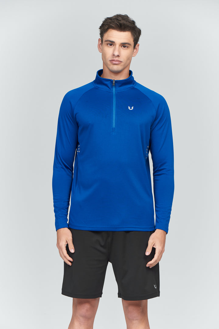 Men's Royal Blue Quarter 1/4 Zip Sweatshirt Pullover lightweight Athletic Shirts