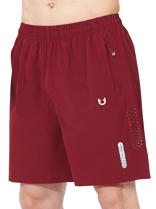 Northyard Men's Athletic Workout 7 Inch Gym Shorts with Zipper Pocket for Hiking Winered