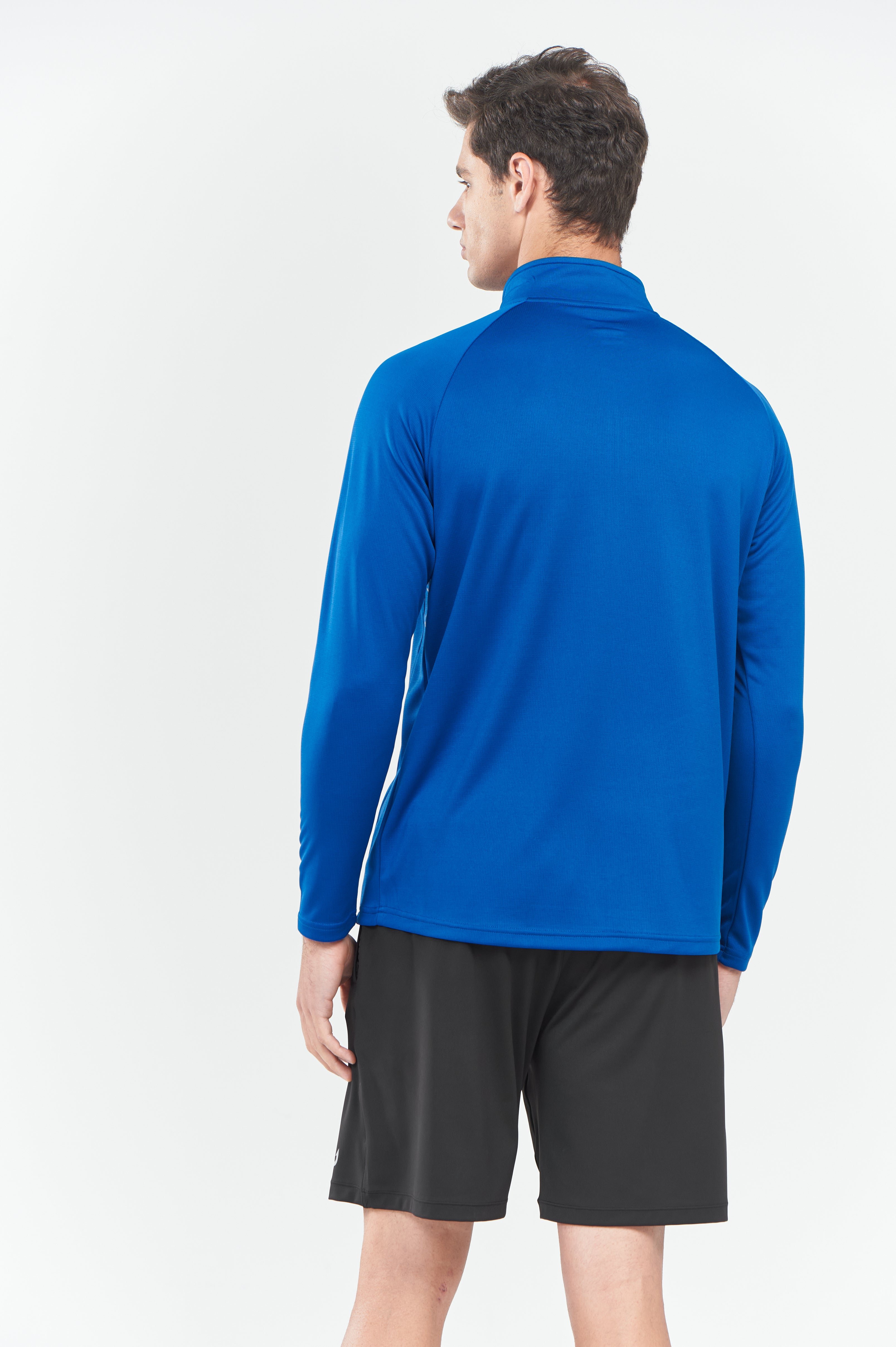 Men's Royal Blue Quarter 1/4 Zip Sweatshirt Pullover lightweight Athletic Shirts Back