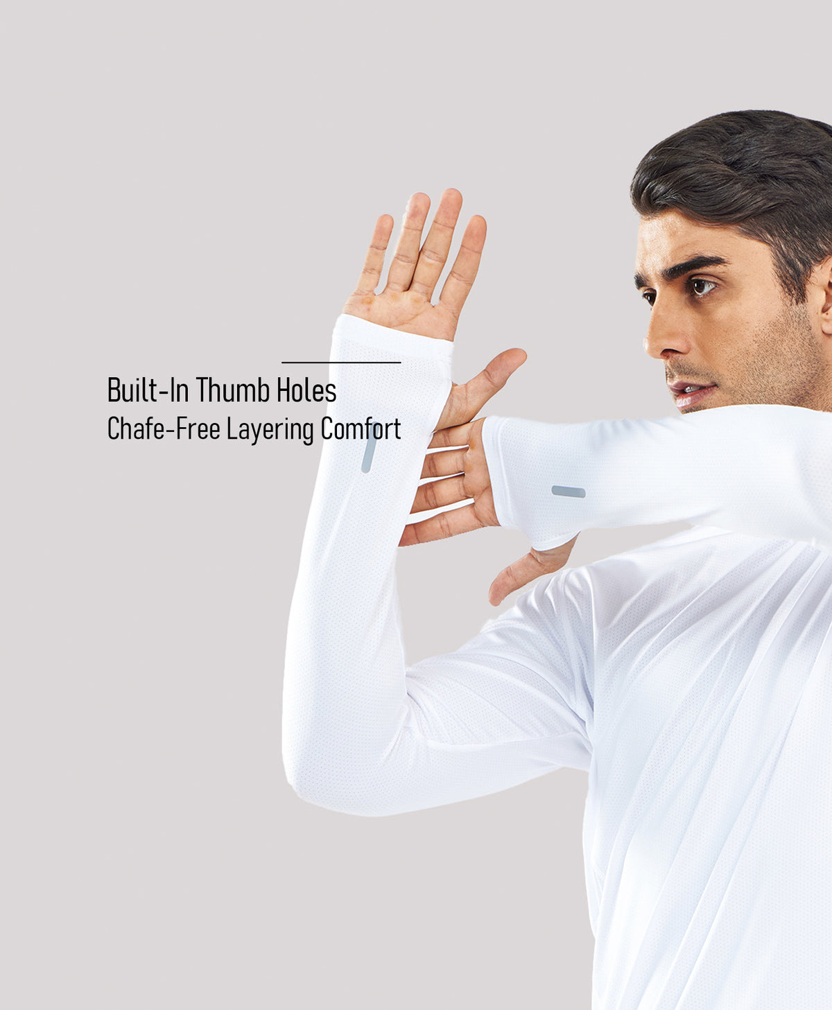 
Men's UPF50+ Rash Guard Hoodie T-Shirts — White