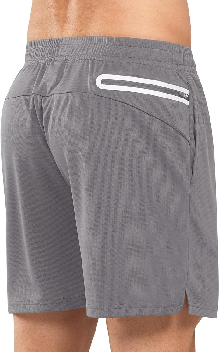 Men's Stone 5-inch Tennis Mesh Shorts with Pockets Quick Dry for Gym Running Back