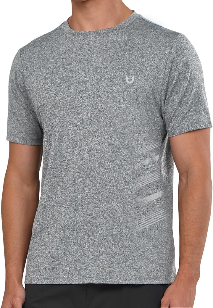 Northyard Men's Smoke Heather Crew Workout T Shirts Performance Breathable for Gym Training