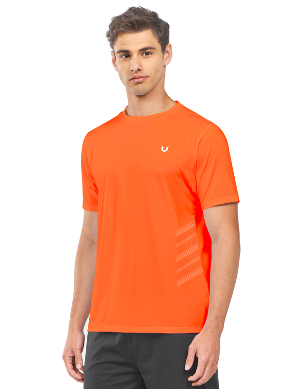 Northyard Men's Orange Crew Workout T Shirts Performance Breathable for Gym Training