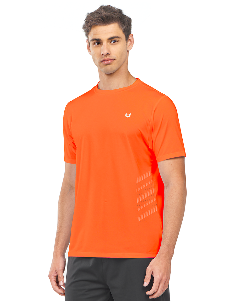 Northyard Men's Orange Crew Workout T Shirts Performance Breathable for Gym Training