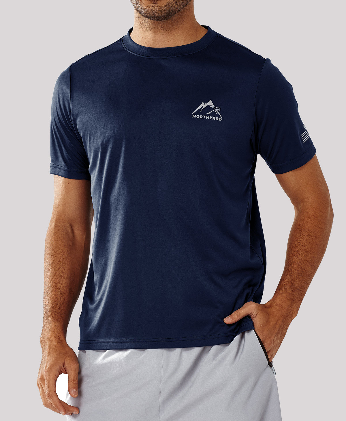 
Men's Athletic Running T-Shirts Short Sleeve Workout Dry fit Gym Sport — Navy