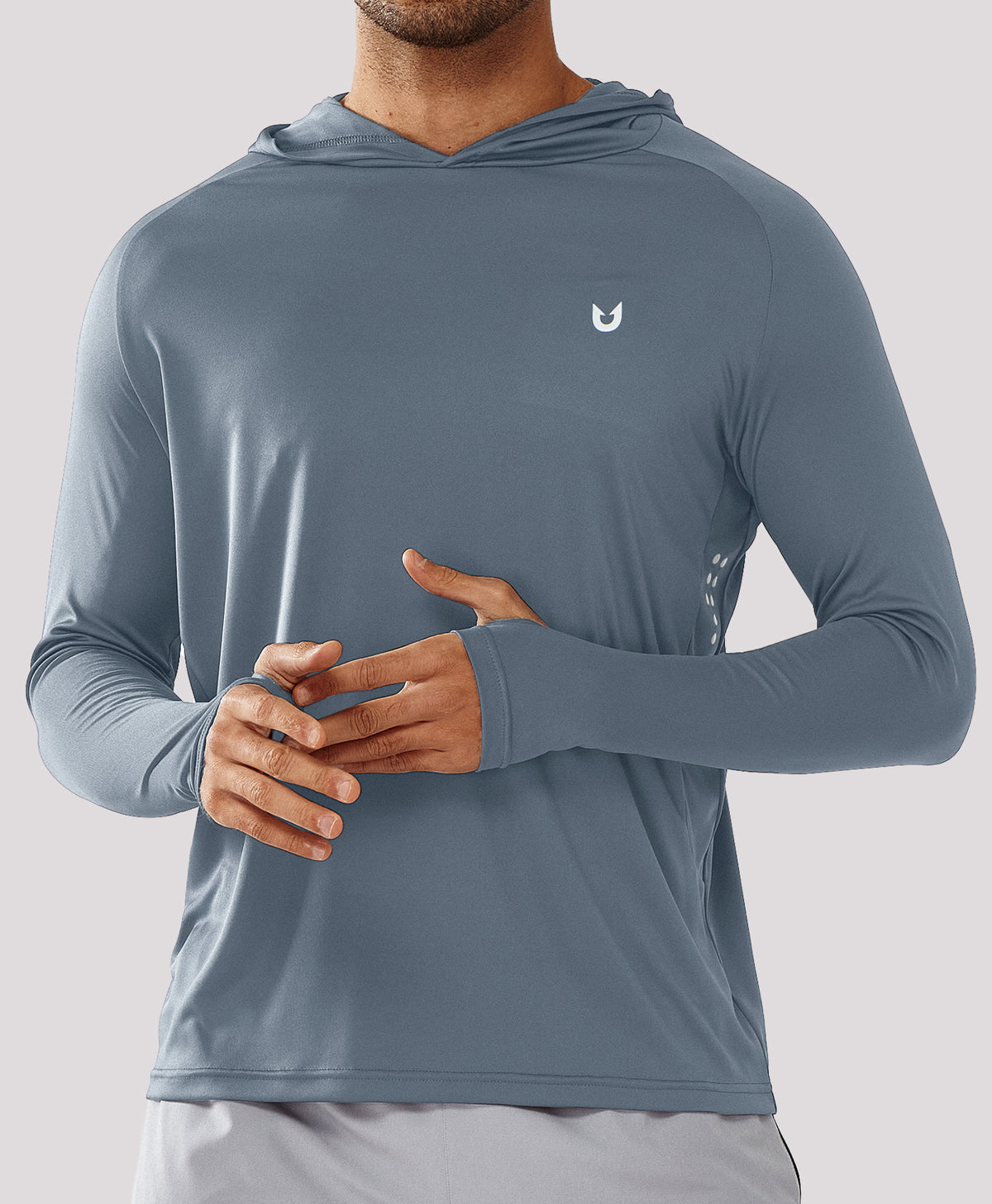 
Men's Fishing Sun Hoodie T Shirt Lightweight Long Sleeve for Workout — Cloud