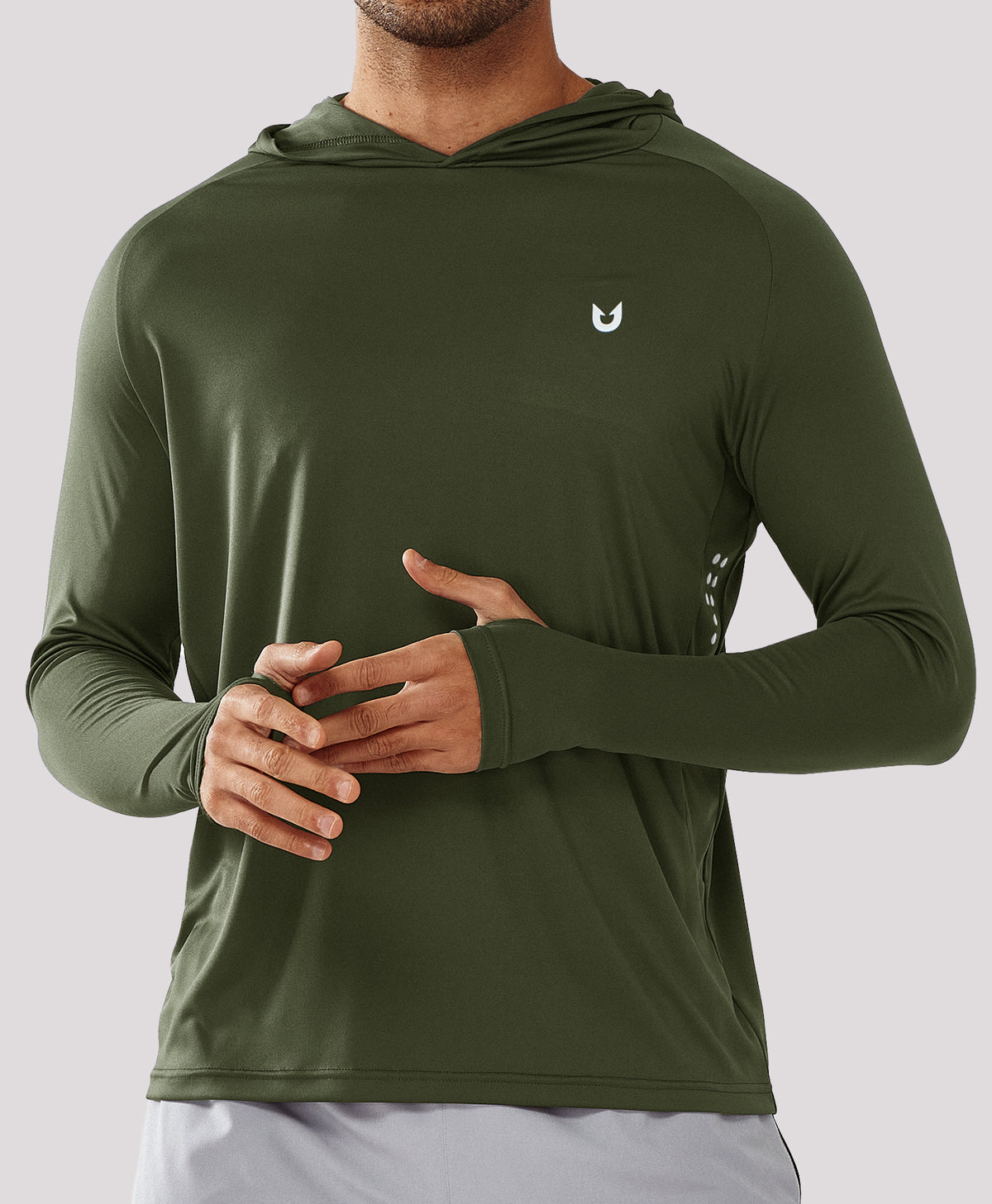 
Men's Fishing Sun Hoodie T Shirt Lightweight Long Sleeve for Workout — Army Green