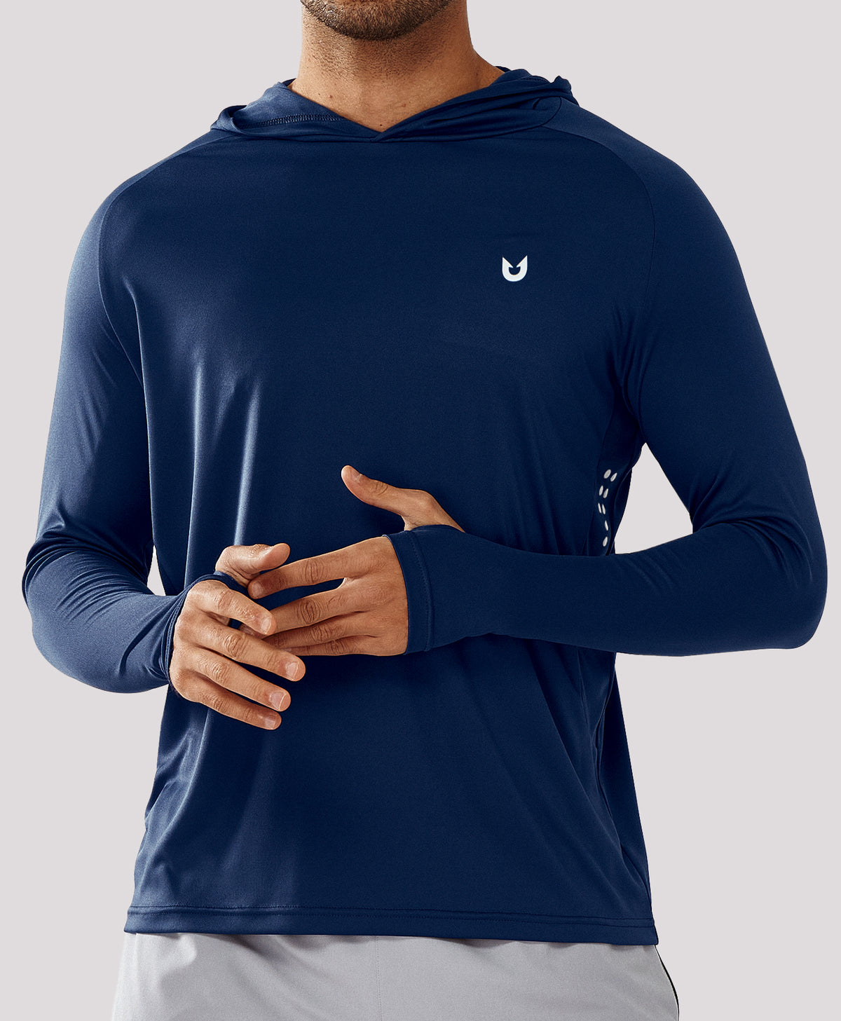 
Men's Fishing Sun Hoodie T Shirt Lightweight Long Sleeve for Workout — Navy