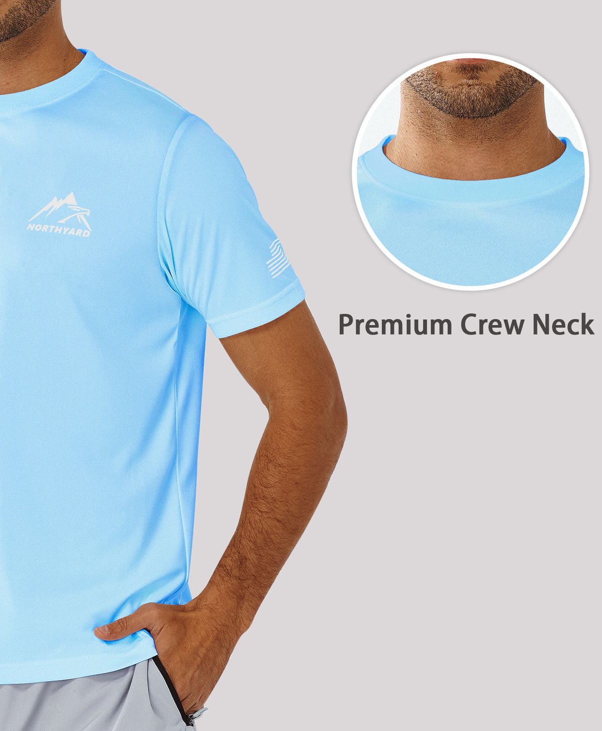 
Men's Athletic Running T-Shirts Short Sleeve Workout Dry fit Gym Sport — Sky Blue