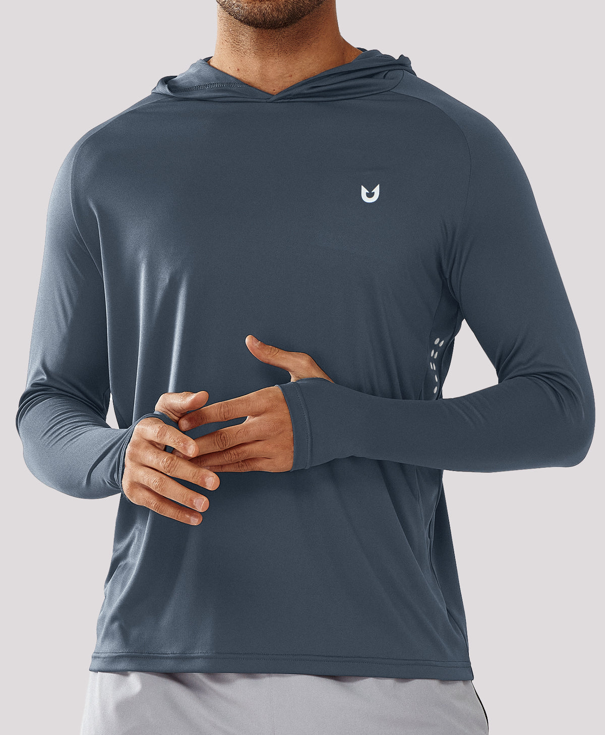 
Men's Fishing Sun Hoodie T Shirt Lightweight Long Sleeve for Workout — Dark Grey