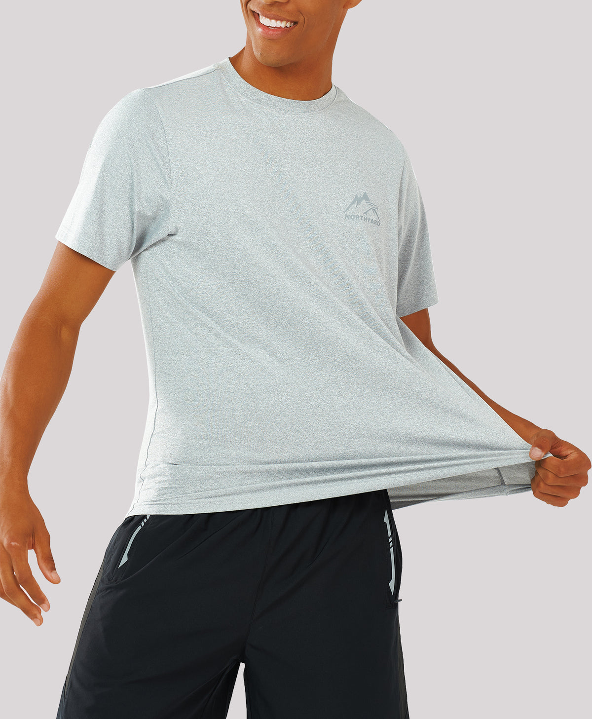
Men's Athletic Running T-Shirts Short Sleeve Workout Dry fit Gym Sport — Grey Heather