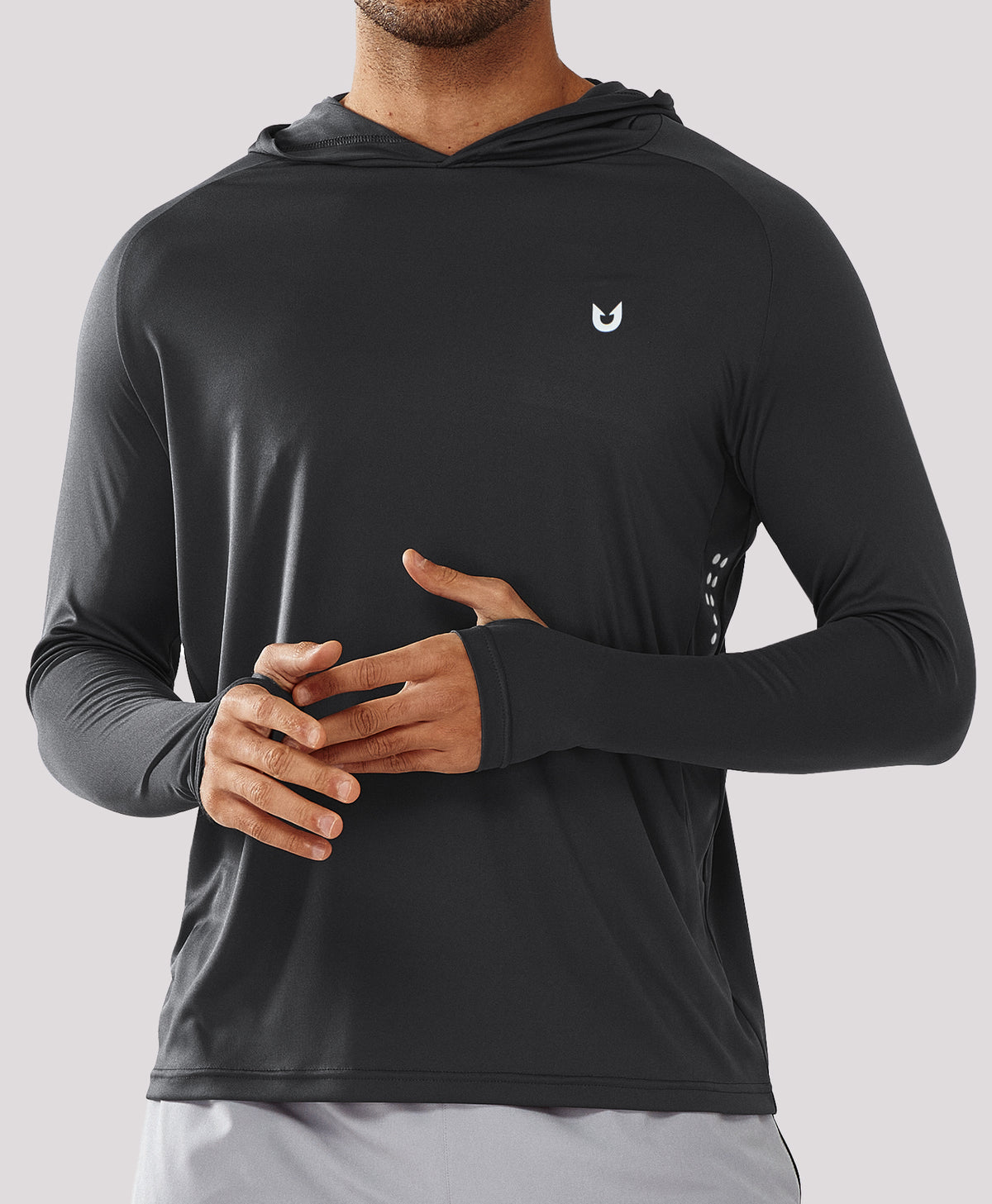 
Men's Fishing Sun Hoodie T Shirt Lightweight Long Sleeve for Workout — black