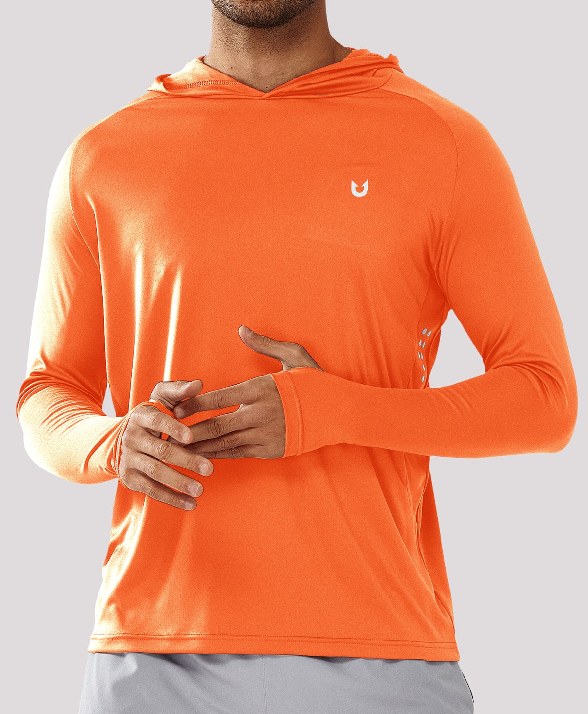 
Men's Fishing Sun Hoodie T Shirt Lightweight Long Sleeve for Workout — Orange