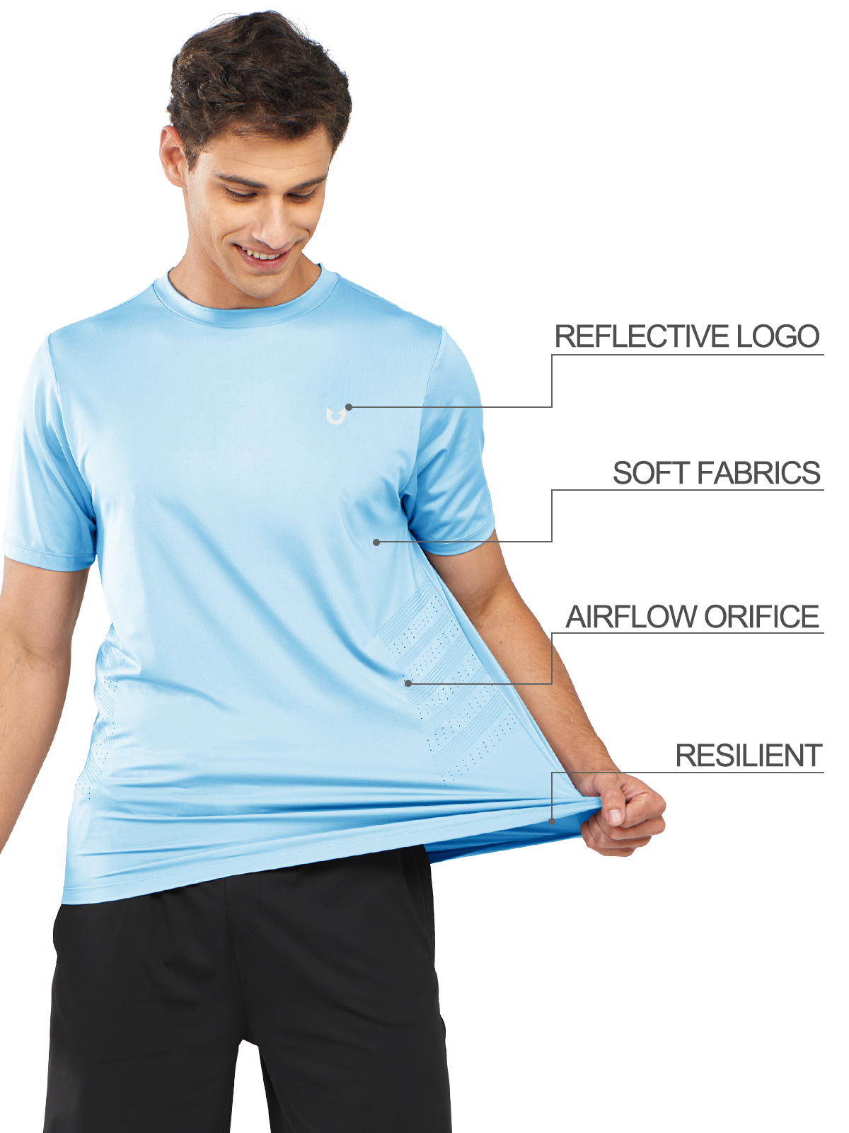 Men's Crew Workout T Shirts Performance Breathable for Gym Training