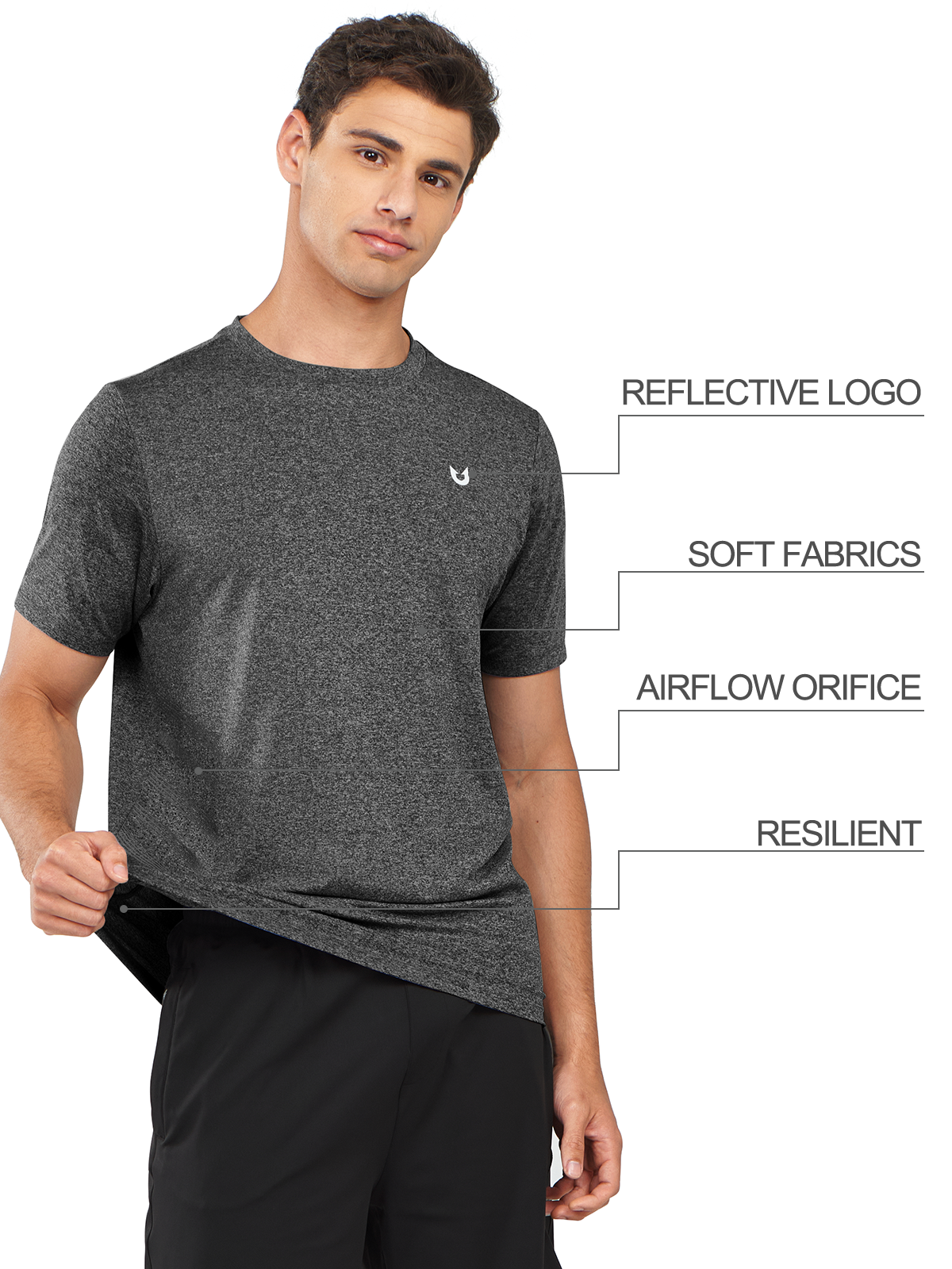 Men's Crew Workout T Shirts Performance Breathable for Gym Training