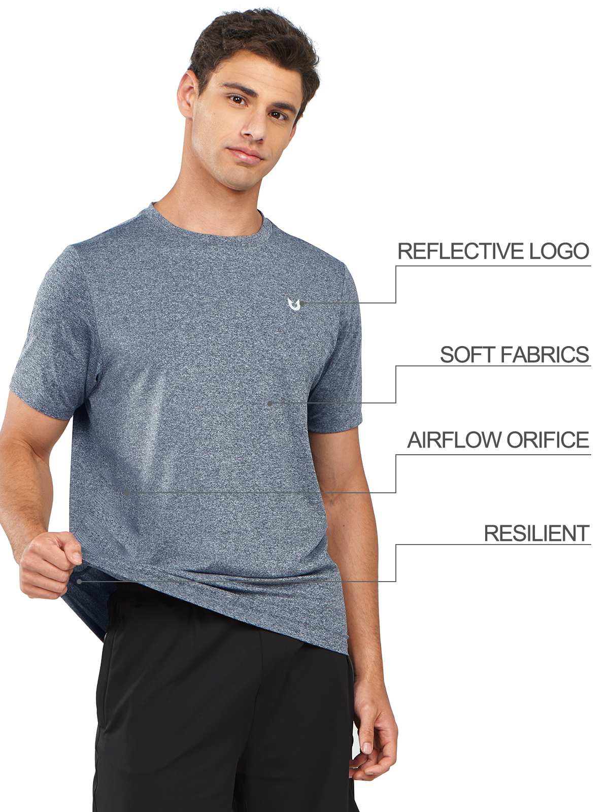 Men's Crew Workout T Shirts Performance Breathable for Gym Training