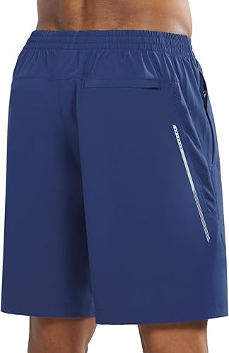 Men's Dark Blue Lounge Athletic Workout 7 inch Shorts Pocket