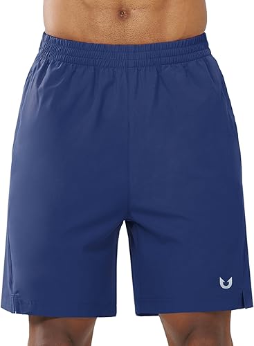 Men's Dark Blue Lounge Athletic Workout 7 inch Shorts Front
