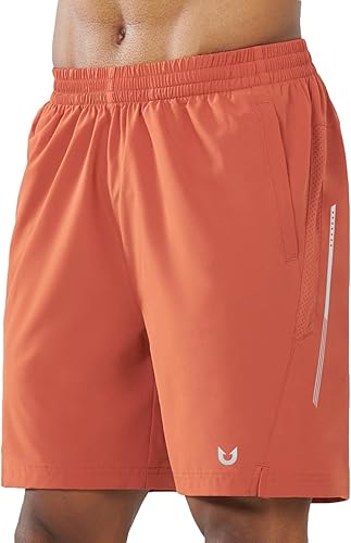 Men's Red Clay Lounge Athletic Workout 7 inch Shorts