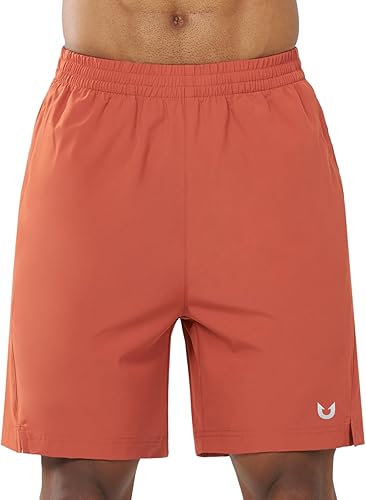 Men's Red Clay Lounge Athletic Workout 7 inch Shorts Front