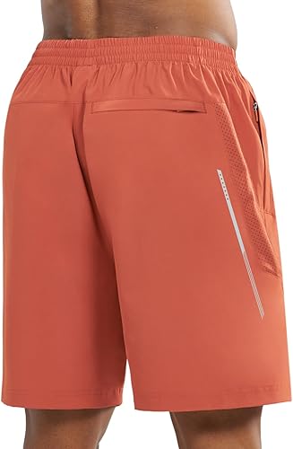 Men's Red Clay Lounge Athletic Workout 7 inch Shorts Pocket