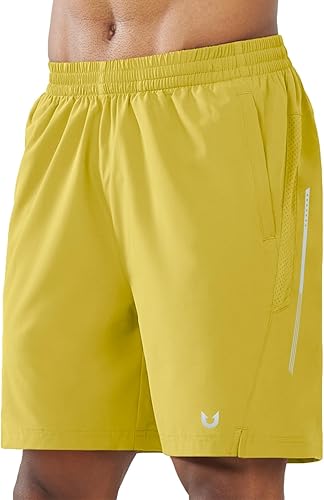 Men's Yellow Lounge Athletic Workout 7 inch Shorts
