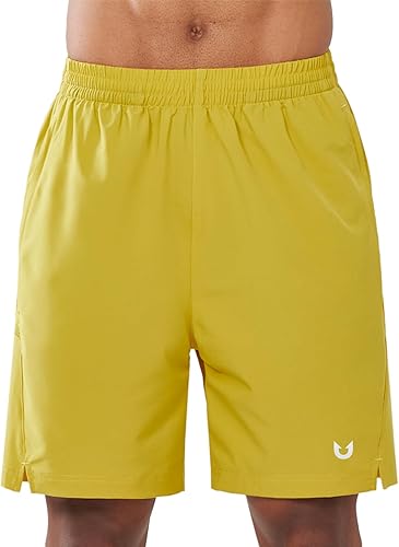 Men's Yellow Lounge Athletic Workout 7 inch Shorts Front