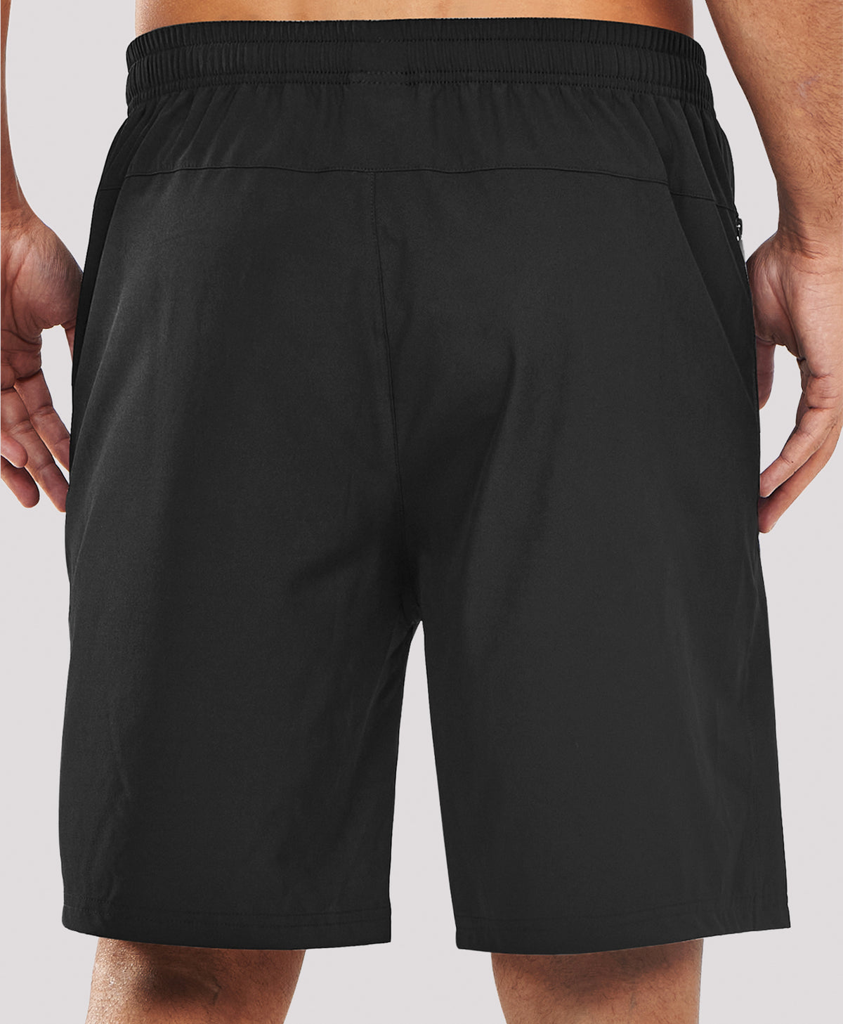 
Men's 9" Casual Elastic Waist Sports Shorts Quick Dry Stretch for Work — BLACK