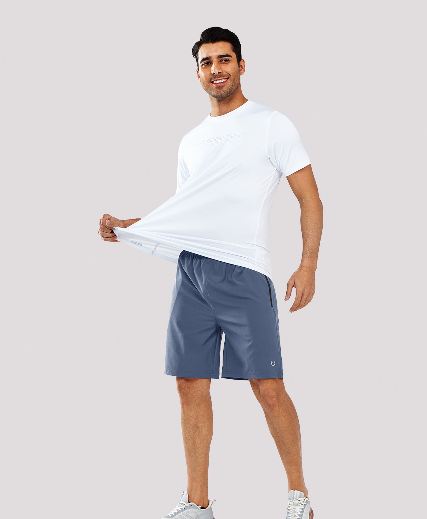 Northyard Men's 9" Casual Elastic Waist Sports Shorts Quick Dry Stretch for Work #color_FEDERALBLUE