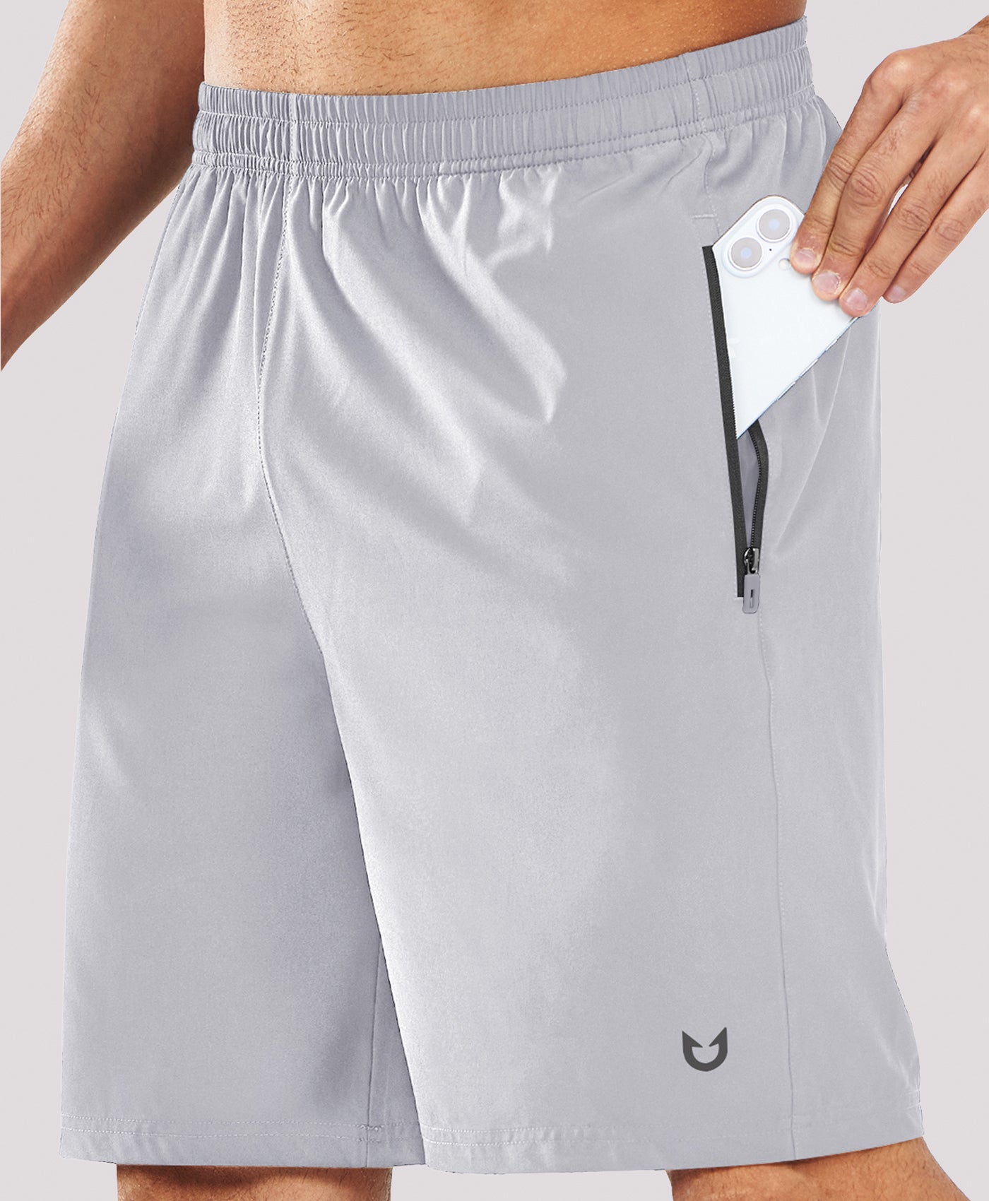 Northyard Men's 9" Casual Elastic Waist Sports Shorts Quick Dry Stretch for Work #color_grey