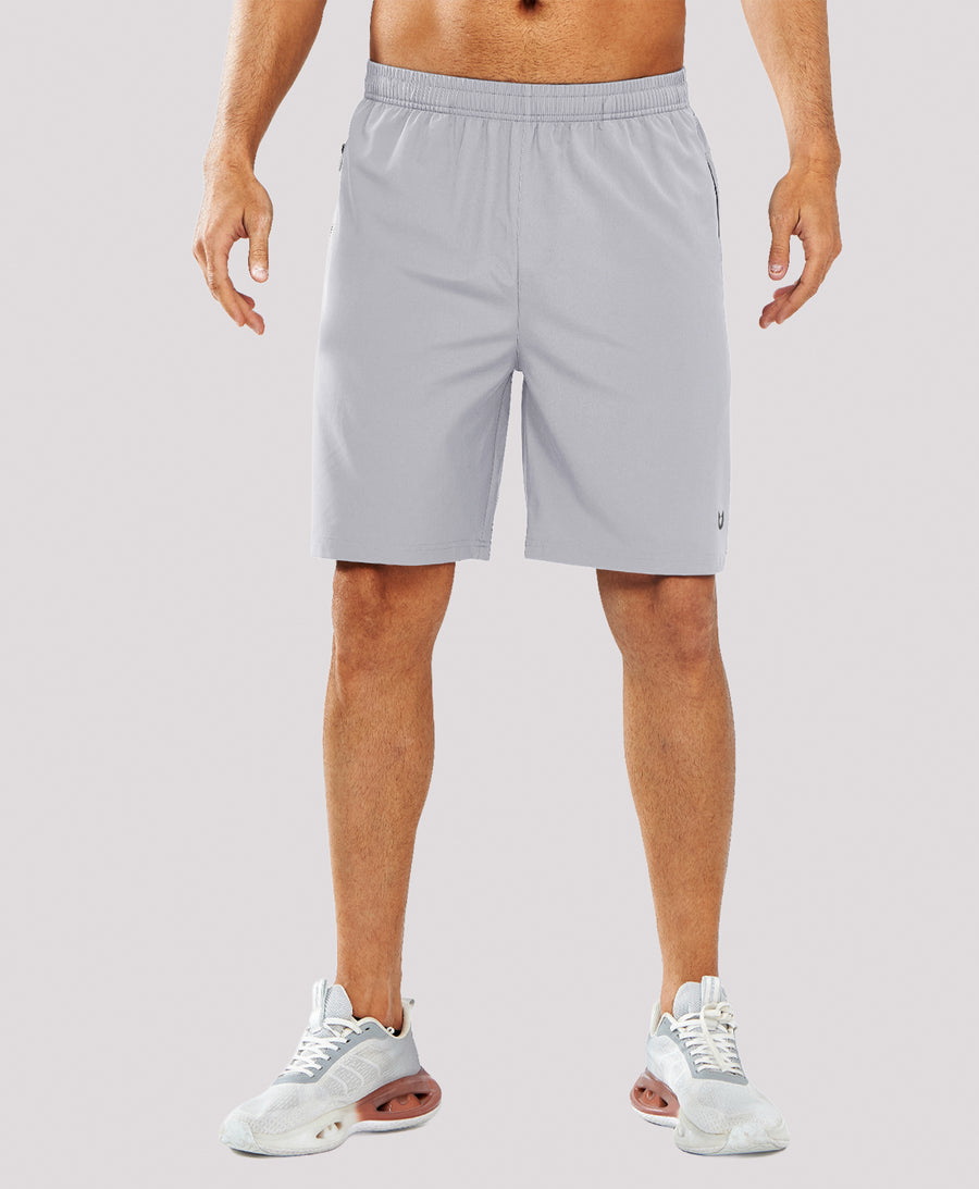 
Men's 9" Casual Elastic Waist Sports Shorts Quick Dry Stretch for Work — grey