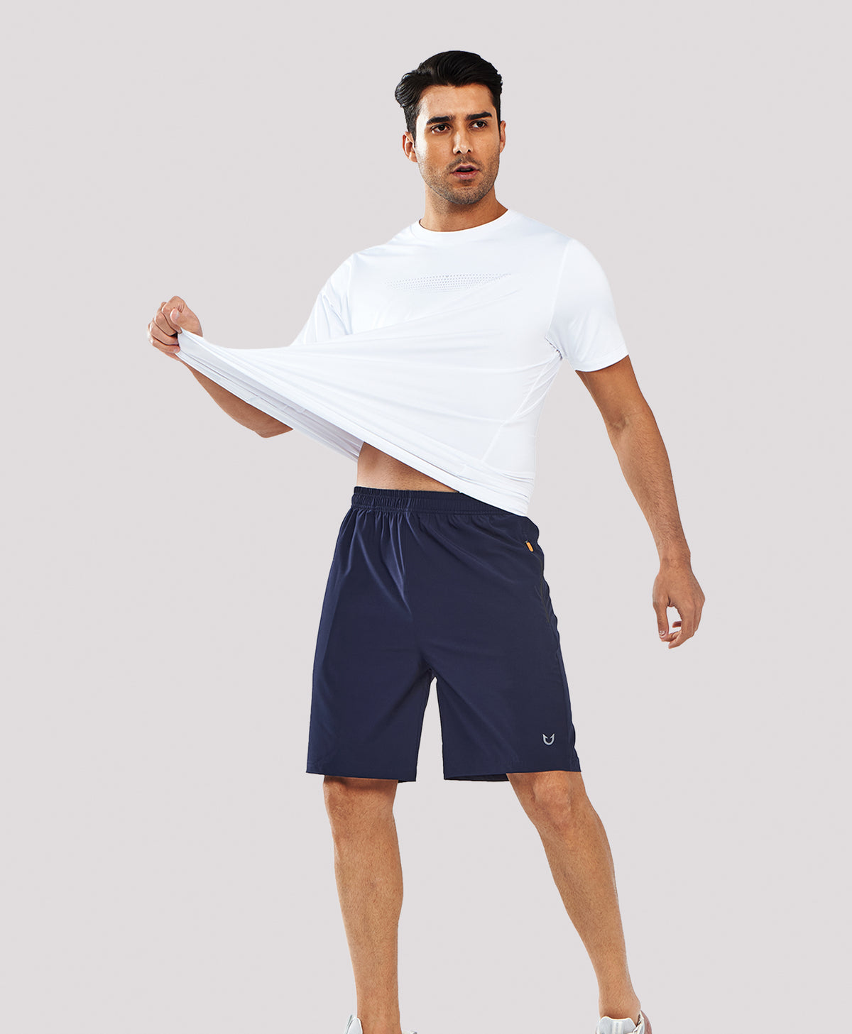 
Men's 9" Casual Elastic Waist Sports Shorts Quick Dry Stretch for Work — NAVY
