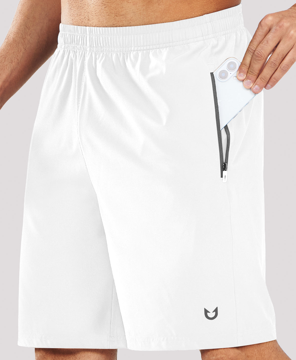
Men's 9" Casual Elastic Waist Sports Shorts Quick Dry Stretch for Work — WHITE