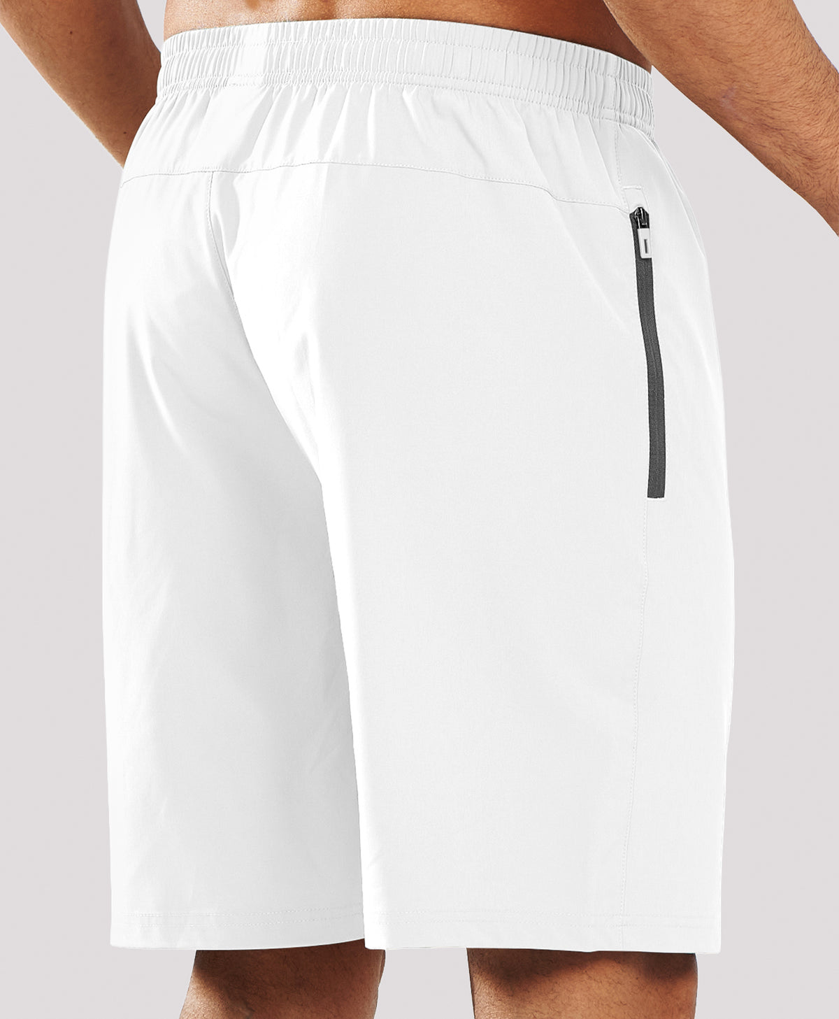 
Men's 9" Casual Elastic Waist Sports Shorts Quick Dry Stretch for Work — WHITE