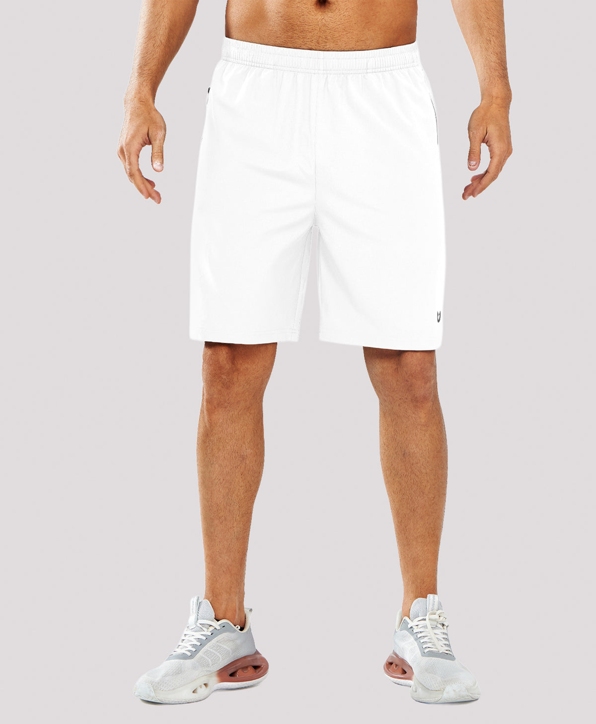 
Men's 9" Casual Elastic Waist Sports Shorts Quick Dry Stretch for Work — WHITE