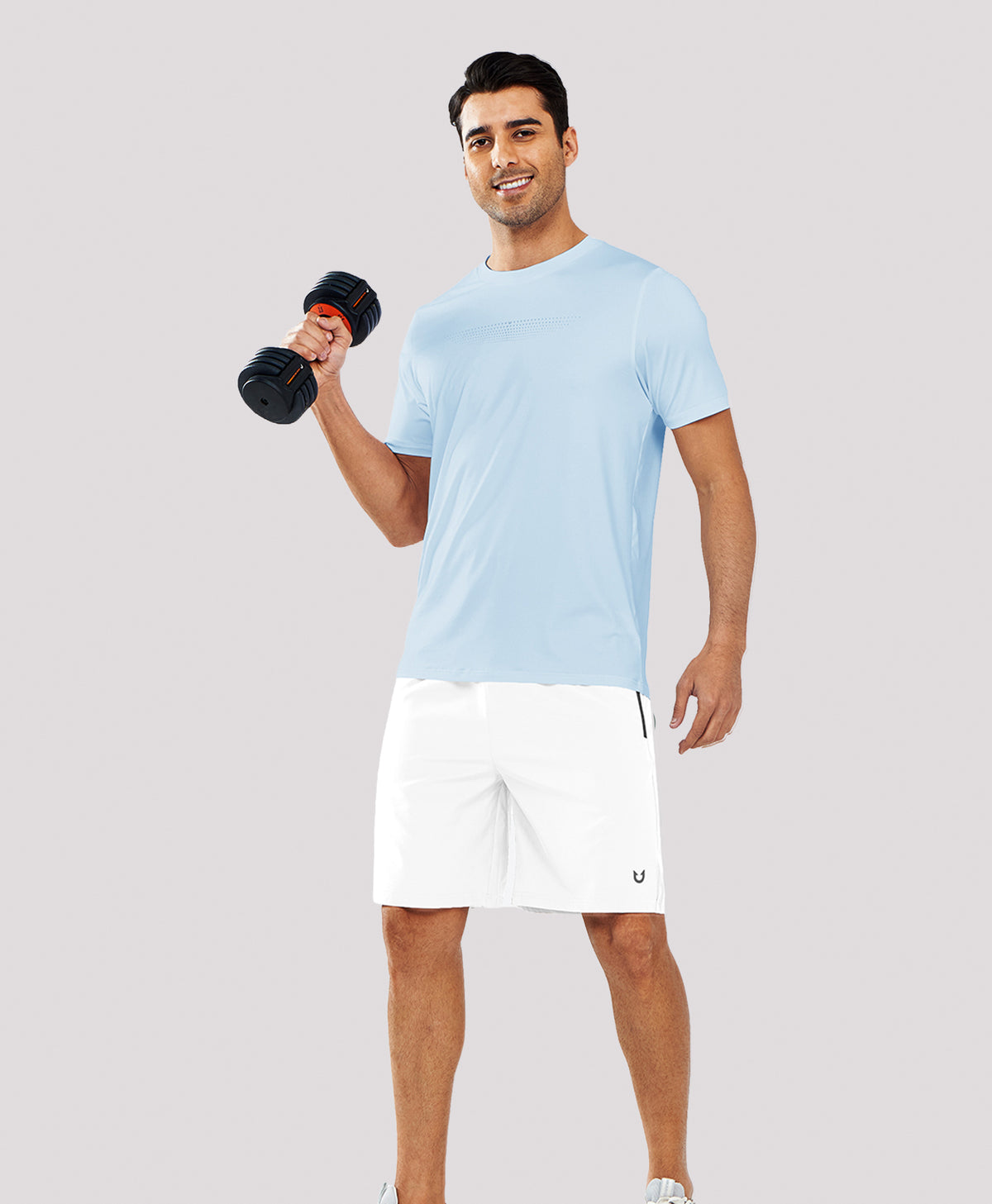 
Men's 9" Casual Elastic Waist Sports Shorts Quick Dry Stretch for Work — WHITE