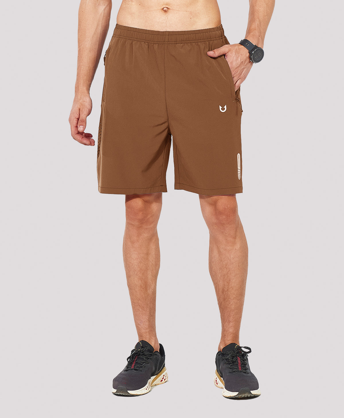 
Men's 7" Athletic Running Breathable 4-way stretch Shorts with Pockets — brown