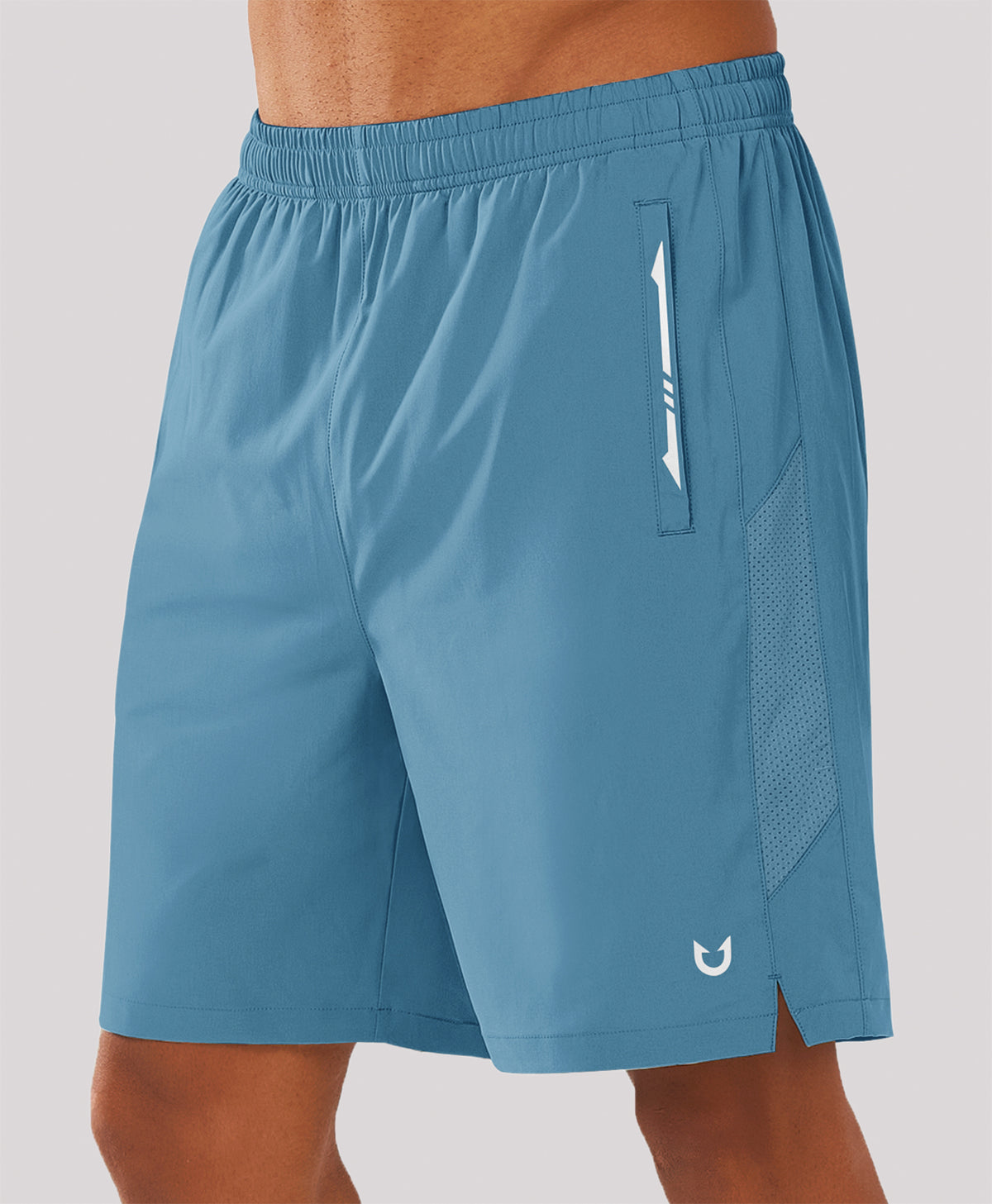 
Men's 7" Stretchy Performance Pickleball Shorts with Triple Secure Zipper Pockets — GREYLBLUE