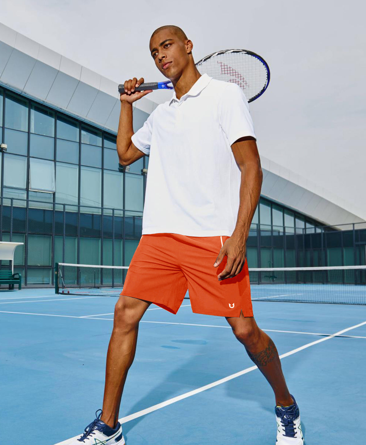 
Men's 7" Stretchy Performance Pickleball Shorts with Triple Secure Zipper Pockets — ORANGE