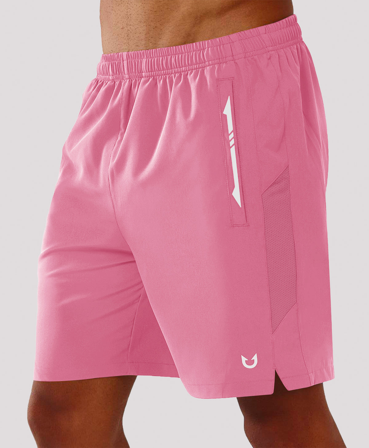
Men's 7" Stretchy Performance Pickleball Shorts with Triple Secure Zipper Pockets — POWDERPINK