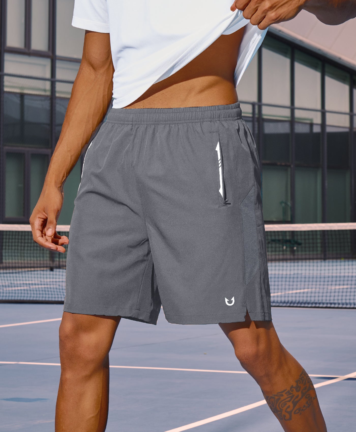 Northyard Men's 7" Stretchy Performance Pickleball Shorts with Triple Secure Zipper Pockets for Running Tennis
#color_SMOKEGREY