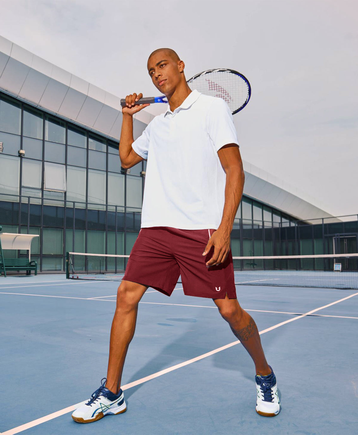 
Men's 7" Stretchy Performance Pickleball Shorts with Triple Secure Zipper Pockets — WINE