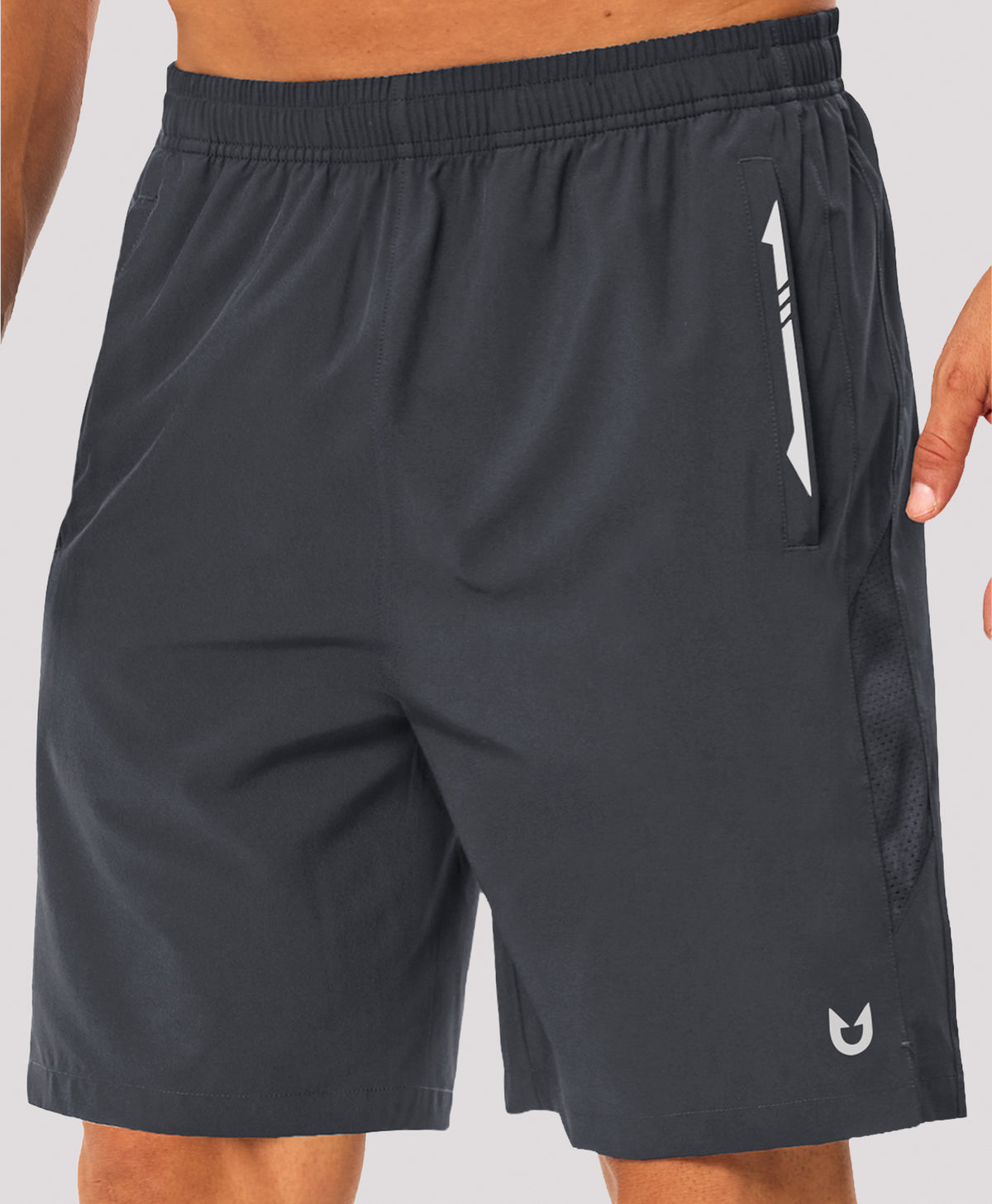 
Men's 9" Micro-Air Breathable Workout Shorts with 3 Zip Pockets — DARKGREY