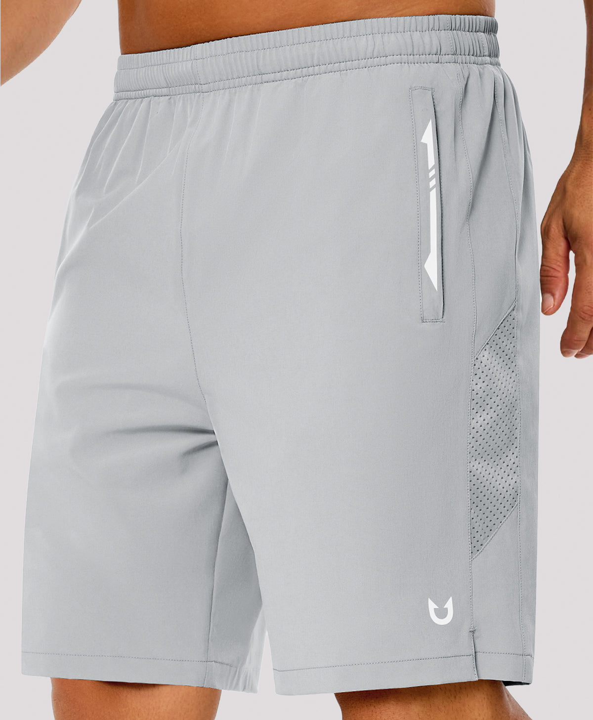 
Men's 9" Micro-Air Breathable Workout Shorts with 3 Zip Pockets — LIGHTGREY
