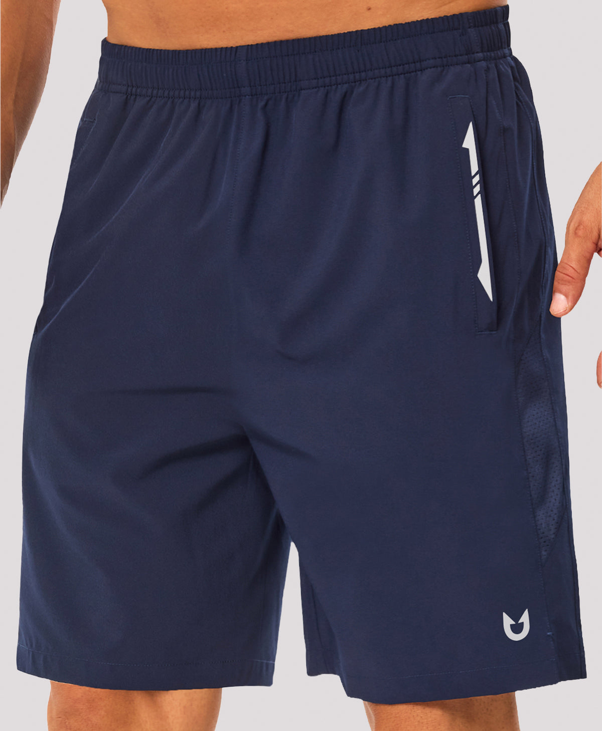 
Men's 9" Micro-Air Breathable Workout Shorts with 3 Zip Pockets — NAVY