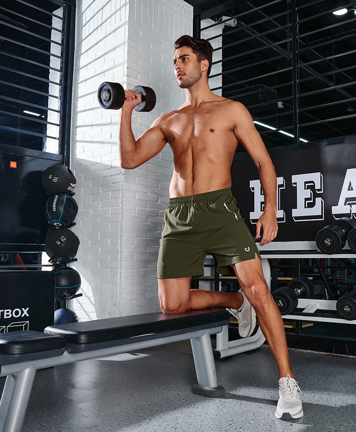 
Men's 5 Inch Inseam Workout Stretch Sweat Shorts for Cycling & Running — army green
