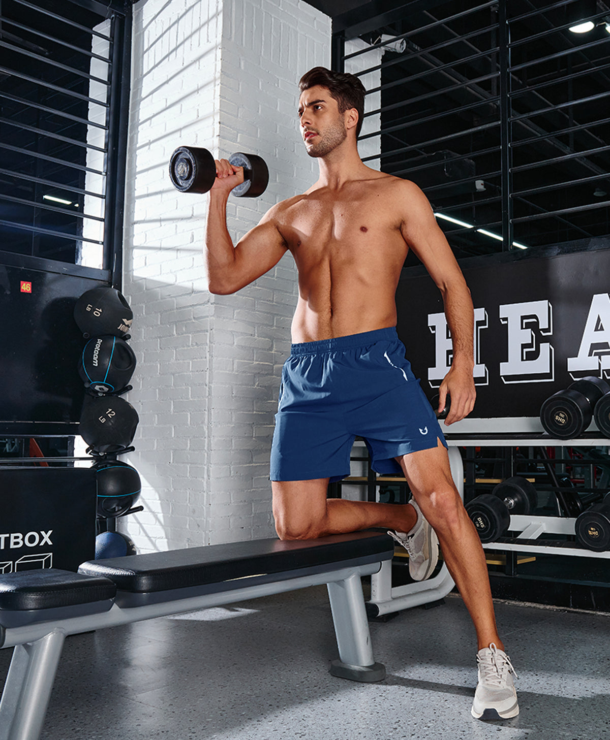 
Men's 5 Inch Inseam Workout Stretch Sweat Shorts for Cycling & Running — dark blue